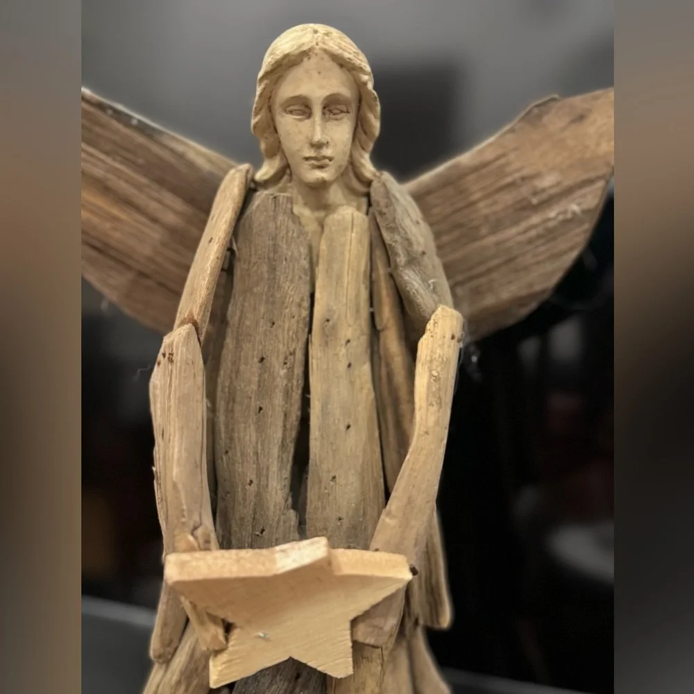 Handmade Driftwood Angel: Beach Decor, Nativity Angel Statue